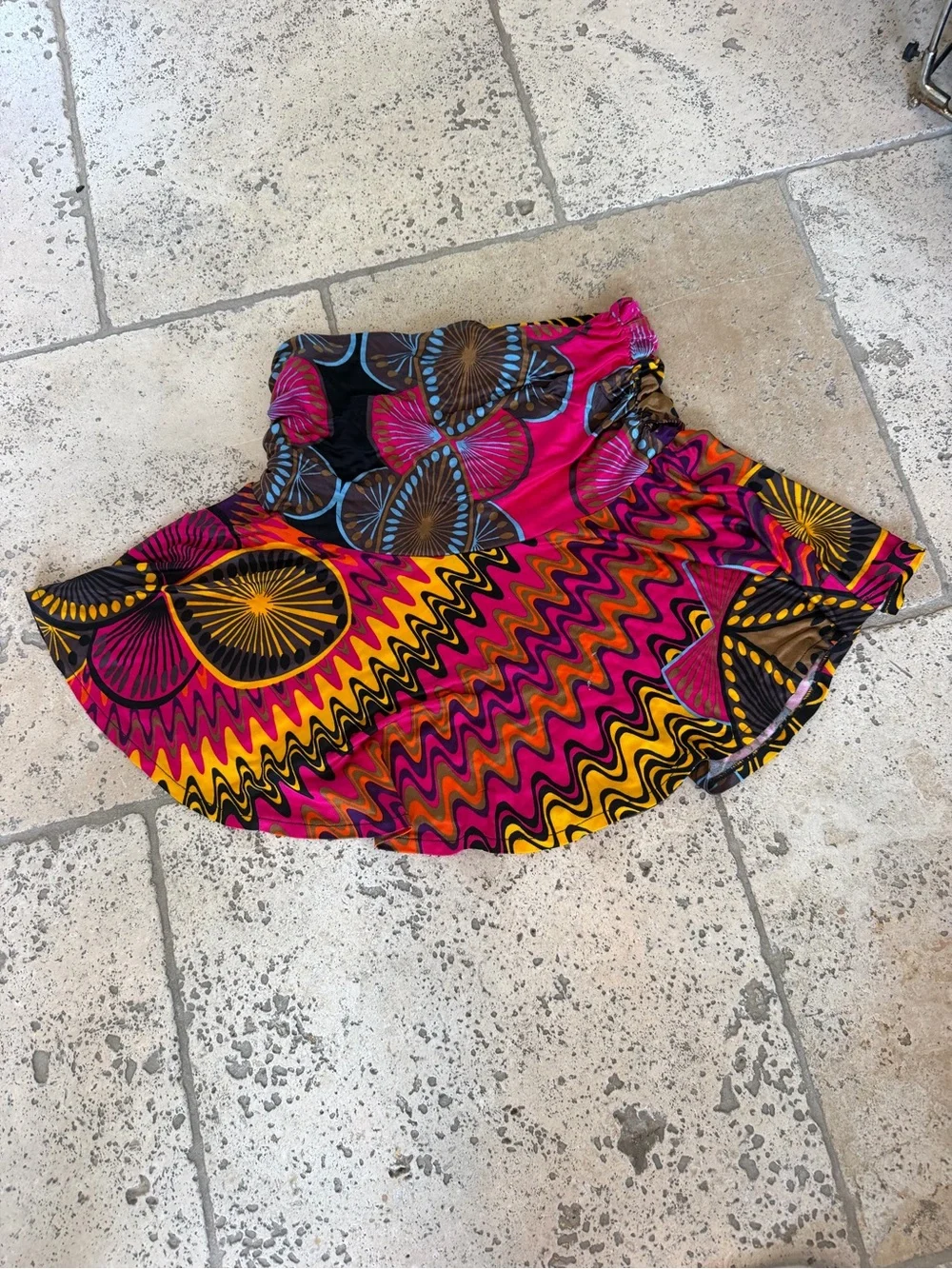 Rare vintage? Missoni knit boho colorful Skirt Sz 4 pull on mini - Picture 1 of 9